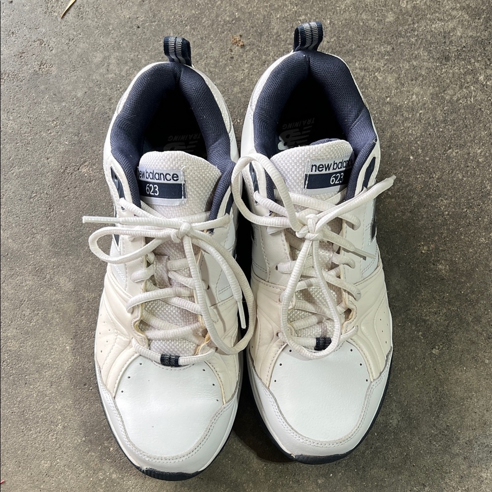 New Balance 623 White and Navy Sneakers